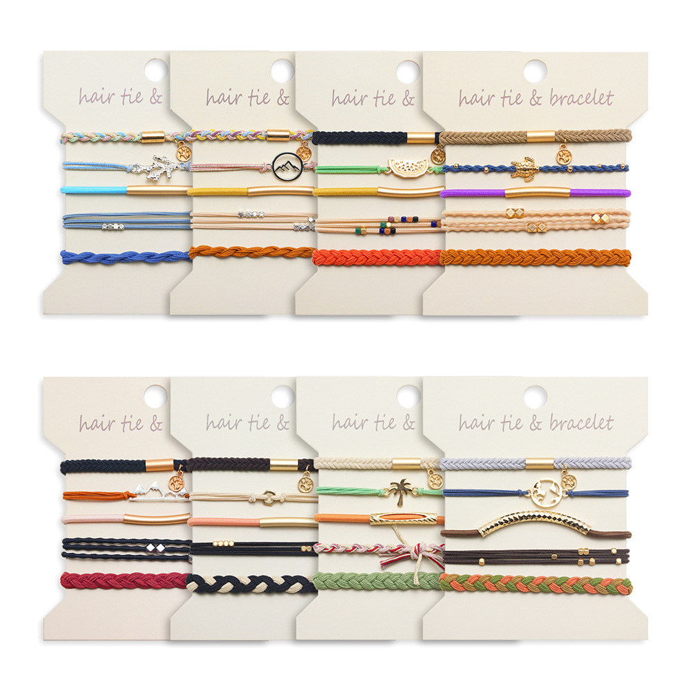 Paracord Bracelet - 5pcs금속 보헤미안 스타일 여성용 헤어 밴드,