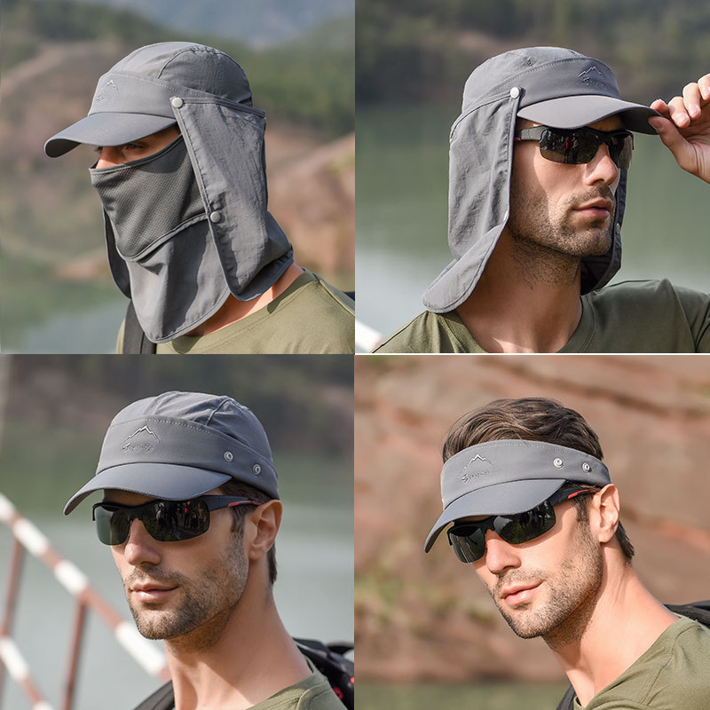 남성용 다기능 접이식 빠른 건조 방수 모자, 야구용 자 - Camping Outdoor Quick Drying Sun Neck Protection Cap Hat 리뷰 및 가격