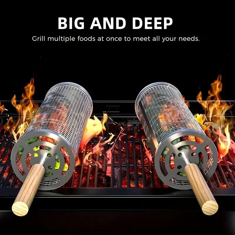 식품 등급 스테인리스 스틸 원형 회전 BBQ 그릴 바스 - Outdoor Camping Grill 리뷰 및 가격
