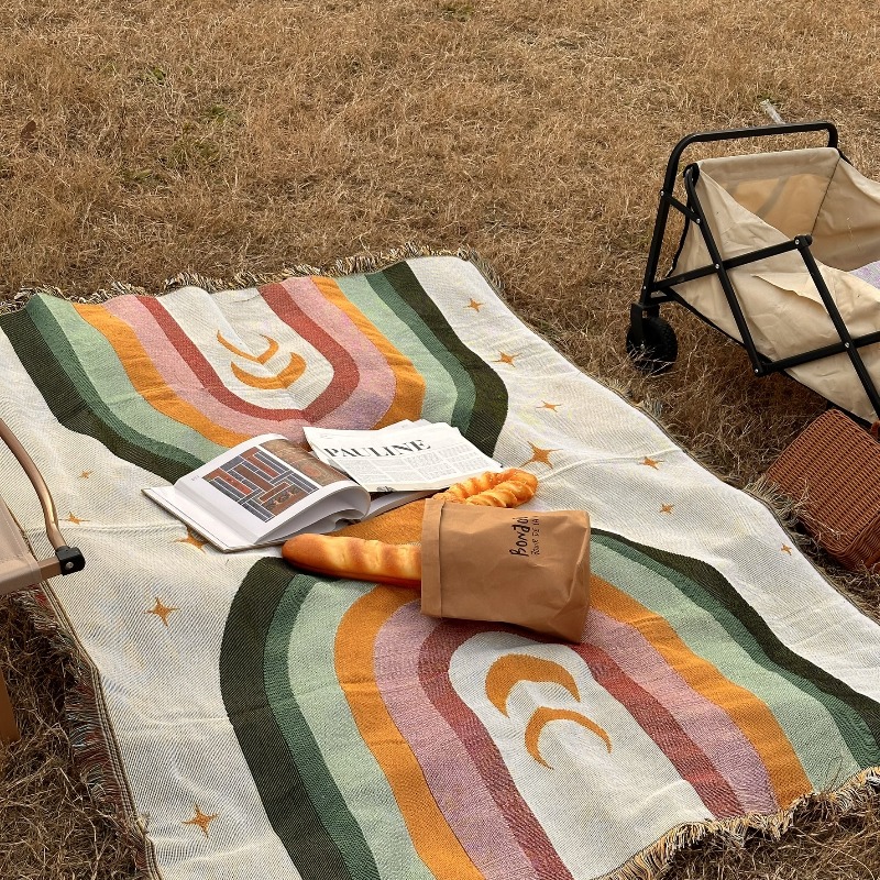 두꺼운 부드러운 무지개 줄무늬 담요 해변 소풍 캠핑 야 - Outdoor Camping Ideas For Adults 리뷰 및 가격