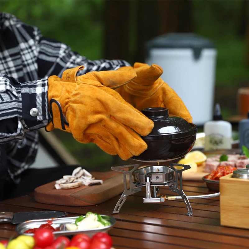 야외 바베큐 그릴용 내열 난연 장갑 소가죽 고온 방지  - Outdoor Camping Grill 리뷰 및 가격
