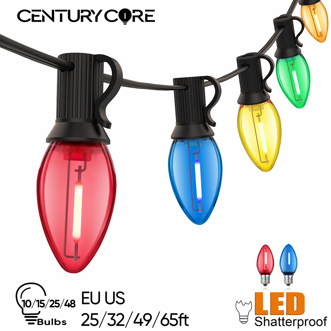 플라스틱 C7 거리 갈랜드 E12 220V EU 문자열 - Outdoor Camping Lights String 리뷰 및 가격