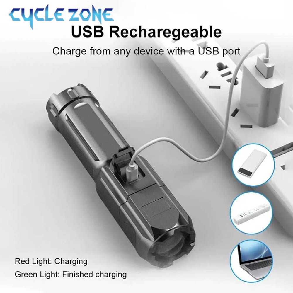 휴대용 LED 손전등 USB 충전식 손전등 줌이 가능한 - Outdoor Camping Zone 리뷰 및 가격